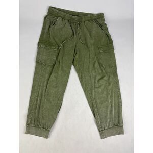 Torrid Relaxed Fit Challis Jogger Cargo Pants Women's 3x Stretch Cropped Green